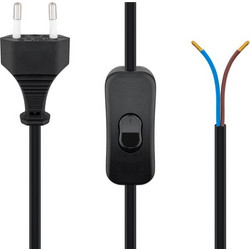 POWERTECH καλώδιο τροφοδοσίας CAB-P033 με διακόπτη, 0.75mm 1.5m, μαύρο