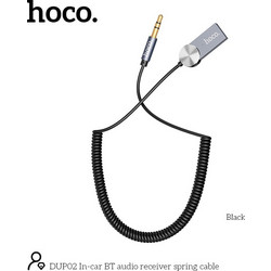 Bluetooth Transmitter Hoco DUP02 με Ενσωματωμένο Μικρόφωνο και Καλώδιο Σπιράλ εως150cm Μαύρο