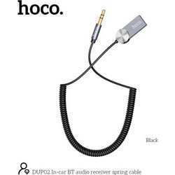 Hoco Bluetooth Transmitter Hoco DUP02 με Ενσωματωμένο Μικρόφωνο και Καλώδιο Σπιράλ εως150cm Μαύρο