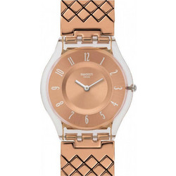 Swatch Skin Pink Cushion Γυναικείο Ρολόι με Ροζ Χρυσό Μεταλλικό Μπρασελέ SFE110GA