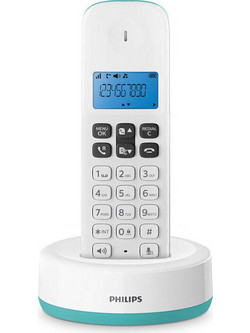 Philips D1611T Ασύρματο Τηλέφωνο με Ανοιχτή Ακρόαση Λευκό Τιρκουάζ
