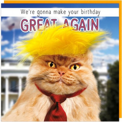ΕΥΧΕΤΗΡΙΑ ΚΑΡΤΑ CAT MAKING BIRTHDAY'S GREAT AGAIN ΜΕ ΜΑΛΛΑΚΙΑ