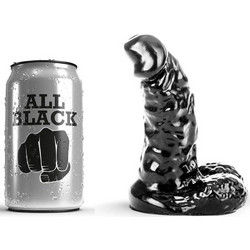 All Black Dildo με Βεντούζα & Όρχεις 13cm Μαύρο D-216242