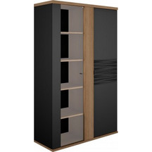 Otello βιτρίνα με δυο πόρτες 110x45x178εκ. Helvezia Oak / Μαύρο