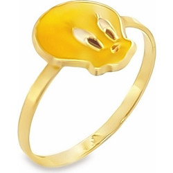 Παιδικό δαχτυλίδι Tweety από χρυσό Κ14 και σμάλτο RN09306