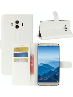 Για Huawei Mate 10 Litchi Υφή PU + TPU Οριζόντια Flip δερμάτινη θήκη με θήκη & υποδοχές καρτών & πορτοφόλι (Λευκό) (OEM)