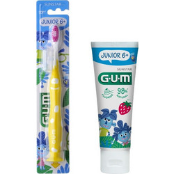 Gum Junior 6+ Οδοντόβουρτσα Κίτρινη + Strawberry Οδοντόκρεμα 50ml
