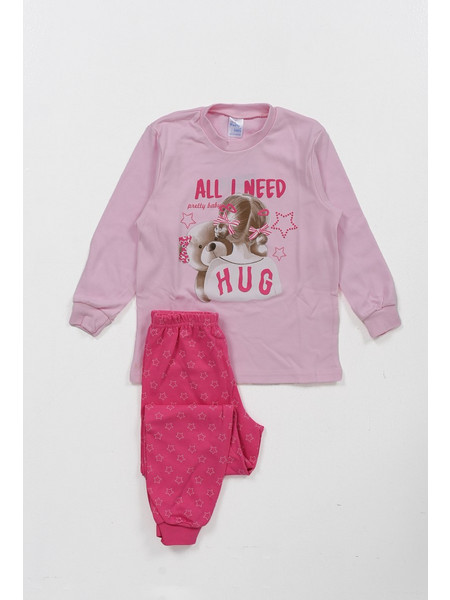 Pretty Baby Hug Παιδική Πιτζάμα Βαμβακερή Χειμωνιάτικη Ροζ Φούξια 69183