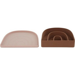 OYOY Rainbow Σετ Πιάτα Φαγητού Pink/Brown 2τμχ