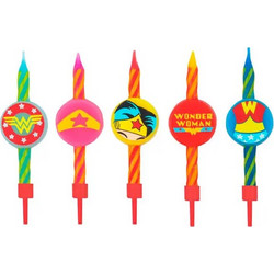 DC Comics Set of 10 Birthday style Candles Wonder Woman logo (Multicoloured)