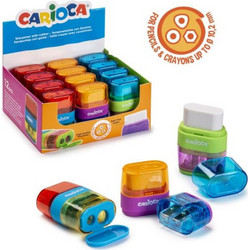 Carioca Διπλή Ξύστρα Και Γόμα (Διάφορα Χρώματα)