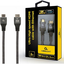 Cablexpert Καλώδιο HDMI 2.1 Braided HDMI Male to HDMI Male 2m Black CCB-HDMI8K-2M