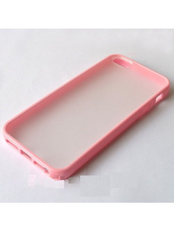 iphone 5 TPU bumper Frame Matte clear back hard case cover Pink I5BUHCP
