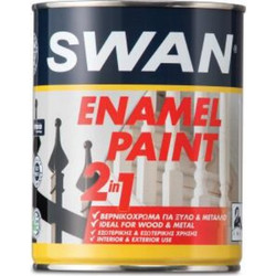 Swan Enamel Paint 2 in 1 Βερνικόχρωμα Λευκό 0.375lt