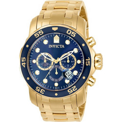 Invicta Pro Diver Ανδρικό Ρολόι Χρονογράφος με Χρυσό Μεταλλικό Μπρασελέ 0073