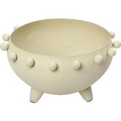 Διακοσμητικό Μπωλ Με Πόδια AKA241 20cm Cream Espiel Μέταλλο