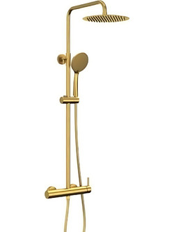 GME 3080OR Στήλη Ντους με Μπαταρία & Τηλέφωνο Brushed Gold 90-140cm