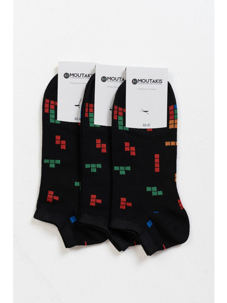 Κοντές κάλτσες MOUTAKIS TETRIS 3 Pack Μαύρο - Μαύρο