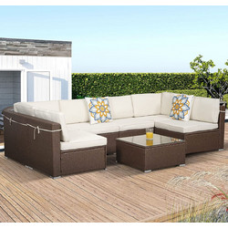 HomeMarkt Σετ Σαλόνι Κήπου Rattan 7τμχ Καφέ HM5894