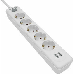 Philips Πολύπριζο 5 Θέσεων με 2xUSB-A 2.4A Λευκό SPN3052W/GRS