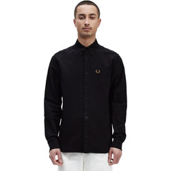 Fred Perry Ανδρικό Πουκάμισο Βαμβακερό Μακρυμάνικο Κανονική Γραμμή Μαύρο M5516-R88
