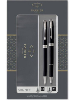 Parker Sonnet Core Duo Lq Black RB-BP Σετ Στυλό Διαρκείας 2τμχ