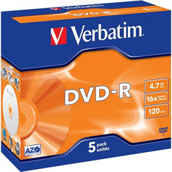 VERBATIM DVD-R 4.7GB 16X JEWEL 5 ΤΕΜΑΧΙΑ (Το προιόν πωλείται σε μεμονωμένα τεμάχια του ενός)