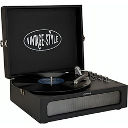 AIWA VINTAGE TURNTABLE IN LEATHER BRIEFCASE BLACK