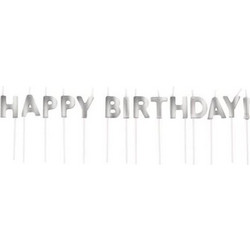 Kεράκια Happy Birthday Aσημί Creative Converting