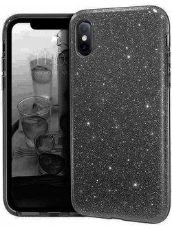 Θήκη Back Cover Θήκη Σιλικόνης Glitter για iPhone Xs Max Μαύρο