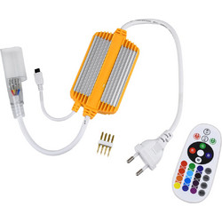 70625 RGB Controller με Ασύρματο Χειριστήριο IR - Μεταλλάκτης Τροφοδοσίας AC/DC 230V Αδιάβροχος IP65 για OVALE 120 Degree Neon Flex LED RGB 4 Pin Max 1500W - Έως 100 Μέτρα