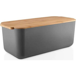 Ψωμιέρα Με Ξύλινη Βάση Κοπής Γκρι 42x19x15.5cm Bread Bin