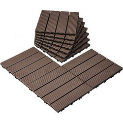 VEVOR Πλαστικά Ξύλινα Πλακίδια Δαπέδου 10τμχ 12"x12" Αδιάβροχα για Βεράντα HDDBSM4TBTSZTBIKVV0