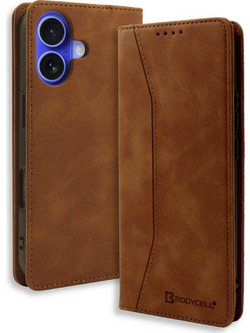 Θήκη Bodycell PU Leather Book iPhone 16 - Brown