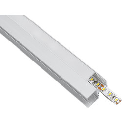 GLOBOSTAR(R) ALP-R-SHELF DODA 70814-3M Χωνευτό Προφίλ Αλουμινίου Ειδικό για Φωτισμό Ραφιού 18mm με Λευκό Γαλακτερό Πατητό Κάλυμμα για Ταινίες LED IP20 - Ασημί + Λευκό- Μ300 x Π1.5 x Υ2cm - Πακέτο 5 Τε