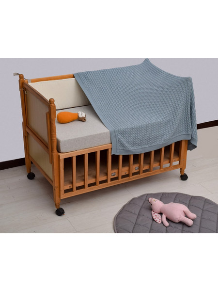 Liolios Home Bebe Hood Κουβέρτα Κούνιας Πλεκτή 80x100 Μπλε