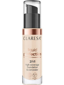 Claresa Liquid Perfection 2 In 1 High Coverage & Concealer 102 Liquid Foundation 34gr