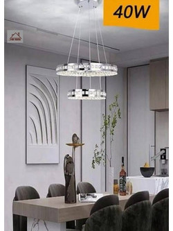 Κρεμαστός Πολυέλαιος με Κρύσταλλα Ασημί LED 120x50cm ForHome 759143