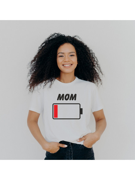 Μπλούζα Mom Low Battery MDL151-Λευκό