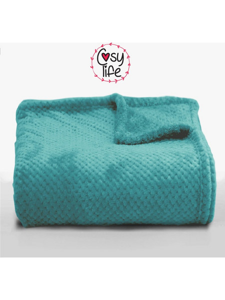 Cosy Life Plus Line Κουβέρτα Διπλή-Υπέρδιπλη 205x230 Coral Βελουτέ Pop Corn Super soft Πετρόλ