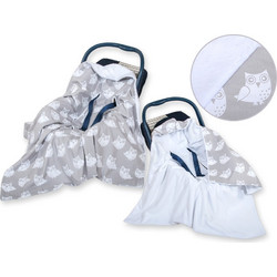 Double-sided car seat blanket- Owls grey