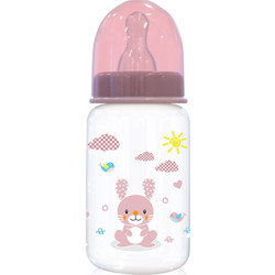 Lorelli Bertoni Simple Πλαστικό Μπιμπερό με Θηλή Σιλικόνης 0m+ Bunny Pink 125ml