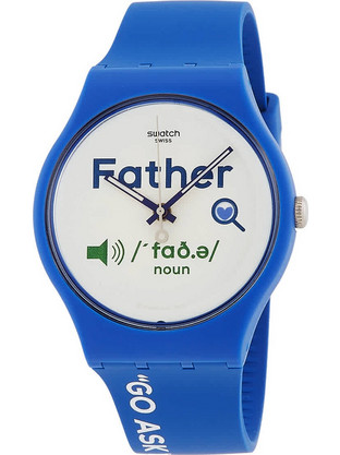 Swatch All About Dad Ανδρικό Ρολόι με Μπλε Καουτσούκ Λουράκι SO29Z704