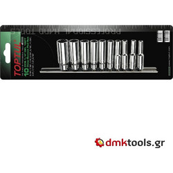 Καρυδακια 1/4" 10τμχ Μακρια Πολυγωνα .inch Toptul GBAR1001