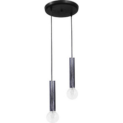 Heronia Lighting Κρεμαστό Φωτιστικό Οροφής Δίφωτο E27 Ασημί 34-0195
