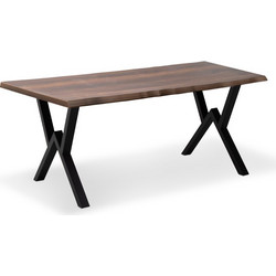 0212167 Τραπέζι Walter Megapap Mdf - μεταλλικό χρώμα καρυδί 140x80x75εκ. Μέταλλο/MDF, 1 Τεμάχιο