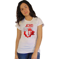 T-SHIRT ΓΥΝΑΙΚΕΙΟ TAKEPOSITION, JESUS IS LOVE, ΛΕΥΚΟ/ MEDIUM, 504-5010-prosf