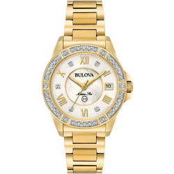 Bulova Diamond Γυναικείο Ρολόι με Χρυσό Μεταλλικό Μπρασελέ 98R235