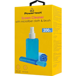 POWERTECH σπρέι καθαρισμού οθόνης PT-1313 με πανί μικροϊνών & βουρτσάκι, 200ml