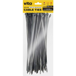 Δεματικά καλωδίων 4.8x250mm Μαύρο 100 τεμάχια 7100360 VITO